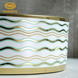 Lavabo en porcelaine, salle de bain, évier en céramique à motif ondulé coloré, nouveau Design - Product Image 5