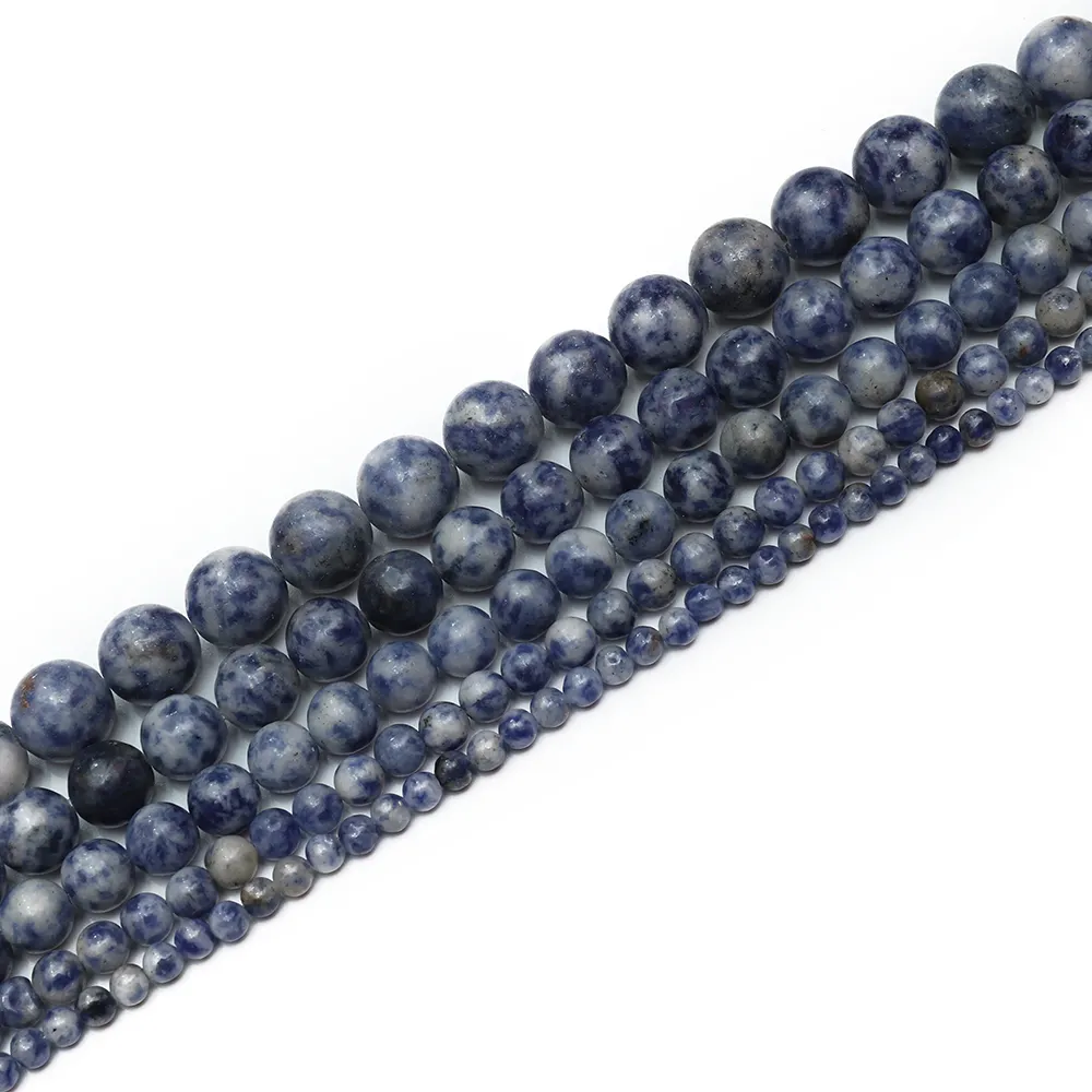 JOYFFO Gemstone Loose Round Beads 6ミリメートル8ミリメートル10ミリメートルCrystal Energy Stone Healing PowerためJewelry Making Natural Blue Spot Jasper