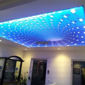 3D decoration UV printed DIY Digital space luminaire false textile mural PVC stretch ceiling film plastic membrane for Roof