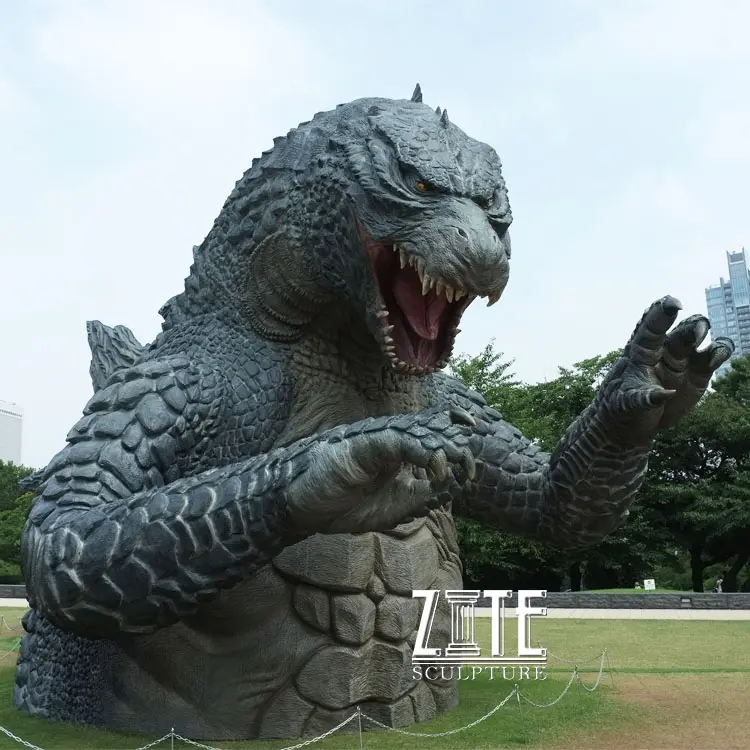 Patung Hewan Serat Kaca Resin Besar Kustom Patung Godzilla