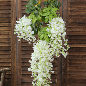 家の装飾のための造花造花結婚式の装飾花白い藤の木がぶら下がっている藤