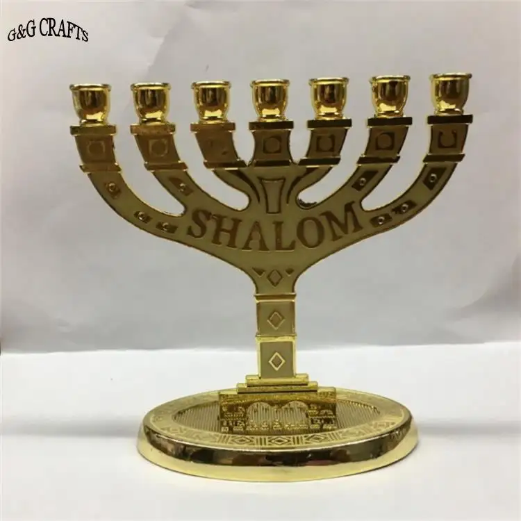 Judaism Gifts Seven Holes Gold Lampstand Model