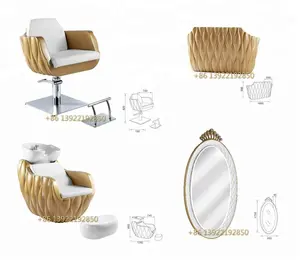 Gold Fiber Salon Styling Chair Shampoo Station Mirror Station Reception Desk ZY-2018B