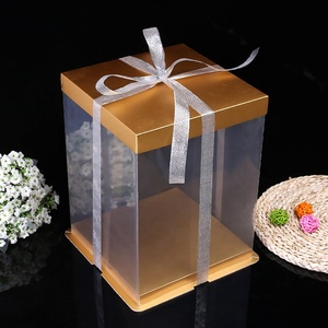 2024 vật nuôi trong suốt Bánh hộp màu hồng cao bao bì nhựa container bọt + các tông + vật nuôi sinh nhật xử lý Bánh hộp với cửa sổ - Product Image 2