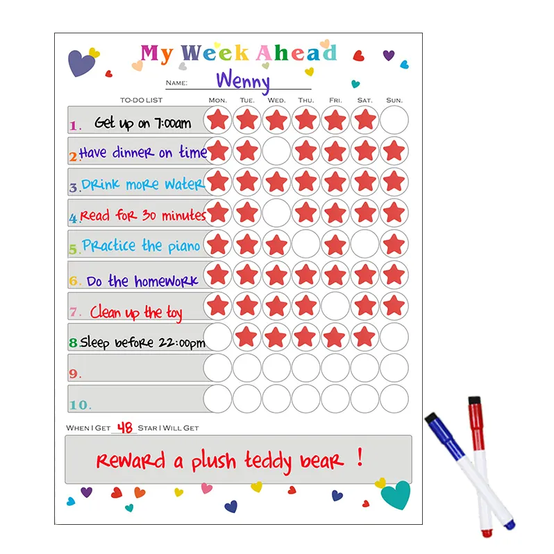 Nano Dry Erase Magnetic Calendar Kids Routine Chart Chore Board for Kids Fridge Magnets Promotional Gifts OEM LOGO Accpectable