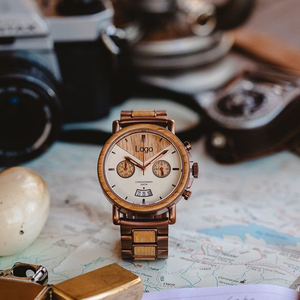 Orologi <span class=keywords><strong>da</strong></span> <span class=keywords><strong>Polso</strong></span> <span class=keywords><strong>in</strong></span> <span class=keywords><strong>Legno</strong></span> e Acciaio per Uomo con Logo Personalizzato, Vetro Zaffiro - Product Image 4