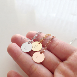 Regalo de Oro/Oro Blanco/Oro Rosa Intercambiables Personalizado Grabado Tag Charm Letra Redonda Collar de Encanto - Product Image 3