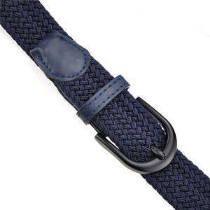 Toptan renkli <span class=keywords><strong>Polyester</strong></span> örgülü streç dokuma kemer ile Pin Oval katı siyah toka adedi: 300 - Product Image 3