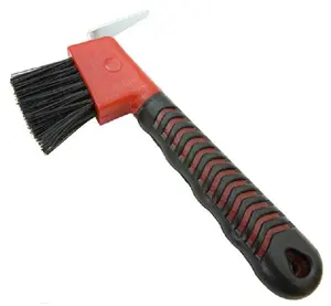 Nieuwe ontworpen plastic kleurrijke paard hoof pick met mesh handvat