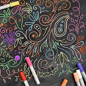Spidol Kapur Cair, 12 Warna Jendela Premium Pena Neon Papan Tulis, Termasuk 2 Warna Metalik - Product Image 6