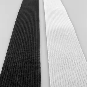 White/Black Flat custom Woven Latex Elastic Band Webbing Manufacturer