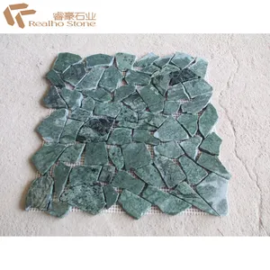 低价天然石材明绿色/白色/黑色破碎大理石马赛克地板瓷砖