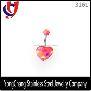 Buen diseño 2015 <span class=keywords><strong>en</strong></span> forma de corazón de la barra <span class=keywords><strong>del</strong></span> plátano de acrílico anillos <span class=keywords><strong>del</strong></span> botón de vientre - Product Image 3