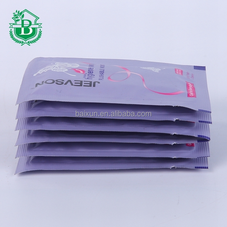 Внутренний в индивидуальной упаковке Женского салфетки flushable Туалет чистящие водорастворимые влажные салфетки