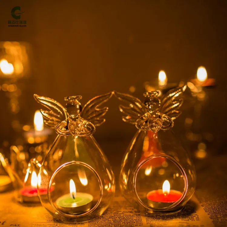 Angel Shaped Glass Candle Holders, Hanging Glass Candle Holders