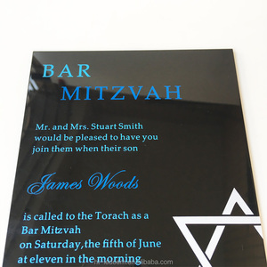 Bar Mitzvah de acrílico negro de 5x7 pulgadas, invitaciones de Bat Mitzvah, invitaciones para eventos especiales, 100 Uds. Por lote - Product Image 6