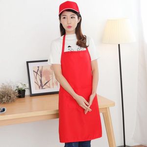 Tag gantung gratis disesuaikan Logo Anda 2 kantong depan celemek masak warna polos, celemek koki dapur - Product Image 4