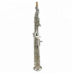 Saxofón Soprano plateado y recto de alta calidad