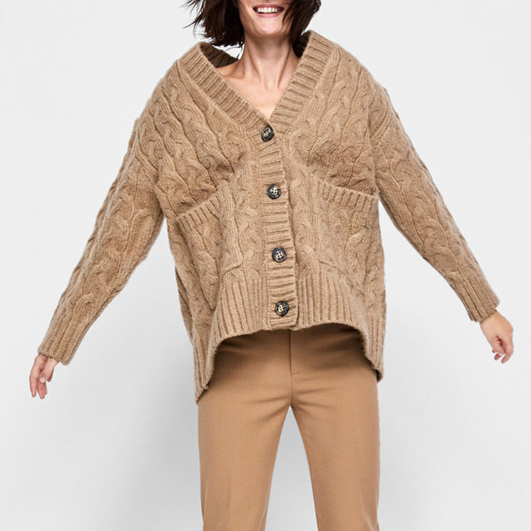 High Quality Cardigan Old Lady Sweater V-Neck Knit