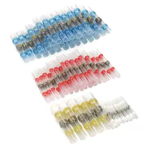 120PCS Solder Seal Wire Connectors、Heat Shrink Butt Connectors Terminals Electrical Waterproof Insulated Marine Auto銅