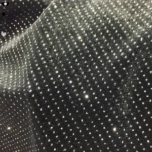 Wholesale fashion black velvet silver glitter velvet lace fabric