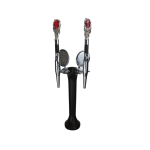 Tour de cobra de refroidissement à air avec 2 robinet, 1 pièce, noir, tour de bière avec robinets nitro, bec, poignées de robinet de bière rubis, supports d'étiquettes - Product Image 1
