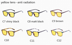 Carré objectif clair et jaune lentille deux options mince en métal anti-rayonnement anti rayonnement lunettes lunettes - Product Image 6