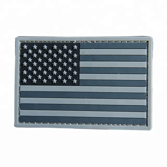 Custom Embossed Logo 3d Heat Transfer Rubber Patches Silicone Badge Rubber Tactical Usa American Soft Custom US Flag PVC Patch