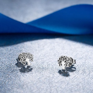 925 Sterling Silver Celtic <span class=keywords><strong>albero</strong></span> <span class=keywords><strong>della</strong></span> <span class=keywords><strong>vita</strong></span> trasparente Piccolo Orecchio Viti Prigioniere dell'orecchino - Product Image 3