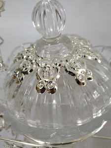 2024 अरबी शैली धातु सेट ग्लास कैंडी कटोरा - Product Image 5