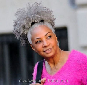 <span class=keywords><strong>Queue</strong></span> <span class=keywords><strong>de</strong></span> <span class=keywords><strong>cheval</strong></span> à cordon gris, afro bouclé crépu, clip pour <span class=keywords><strong>chignon</strong></span>, extensions <span class=keywords><strong>de</strong></span> cheveux pour femmes afro-américaines, taille moyenne - Product Image 1