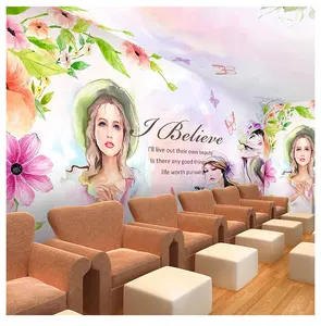 Zamboanga Stad Behang Europese Mode Aquarel Schoonheid Cosmetica Schoonheidssalon Nagel Winkel Muurschildering Behang Marmer 3d
