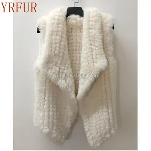 FF827 Vrouwen Winter Soft Touch Hoge Kwaliteit Hand Gebreide Faux Fur Vest