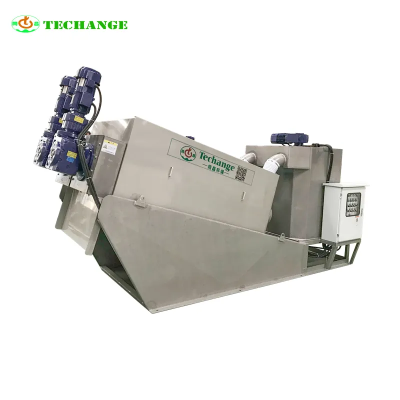 Máquina de prensa de filtro de tornillo de deshidratación de lodos para tratamiento de aguas residuales