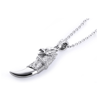 Collier pendentif Panthère Noire en métal, chaîne à maillons argentée, style punk, plaqué rhodium, économique, avec sac PP / boîte à bijoux