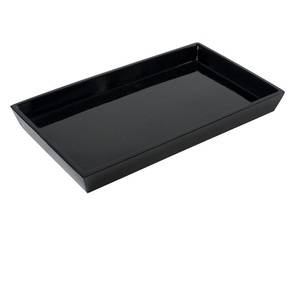 <span class=keywords><strong>Plateau</strong></span> d'hôtel en résine noire brillante à un seul niveau pour les articles de toilette de salle de bain 5 étoiles, pour la cuisine, le bureau ou le salon - Product Image 1