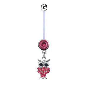 Cute Gems Owl Pregnant Anime Belly Button Ring Woman Sexy Navel Ring Body Piercing Jewelry