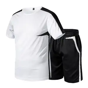Костюм спортивный мужской из 2 предметов, брендовый комплект с топом и шортами для фитнеса, модная футболка с воротником-стойкой, лето 2022