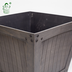 Garden Big <strong>square</strong> Plant Pot Decorative Plastic Outdoor <strong>Wood</strong> Effect <strong>Planter</strong> - Product Image 2
