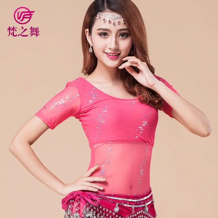 S317-2 Китай, профессиональные Костюмы для индийских Танцев Живота, женский топ с коротким рукавом
