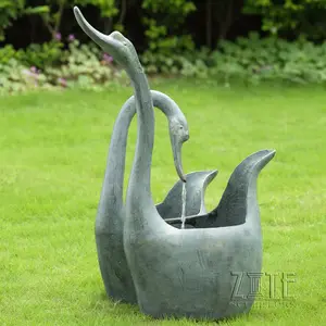 Estatua decorativa de latón para jardín al aire libre, escultura de cisne de bronce