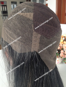 Marque D'HONNEUR pleine dentelle perruque noir avec cheveux gris pour les vieilles femmes 100% cheveux humains suisse dentelle capuchon moyen taille 120% densité en stock - Product Image 3
