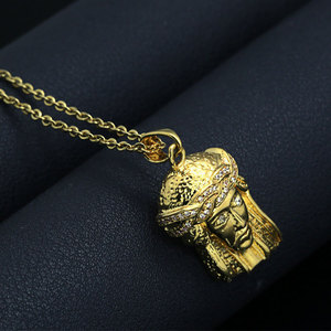 Collares <span class=keywords><strong>de</strong></span> Moda Hip Hop Marlary para Hombre, Gargantilla Chapada en Oro con Colgante <span class=keywords><strong>de</strong></span> Cabeza <span class=keywords><strong>de</strong></span> <span class=keywords><strong>Dios</strong></span>, <span class=keywords><strong>Jesucristo</strong></span> - Product Image 4