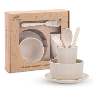 6 Bộ Đồ Ăn Tối Sợi Rơm Lúa Mì Không Thể Phá Vỡ Thân Thiện Với Môi Trường Cho Trẻ Tập Đi - Product Image 5