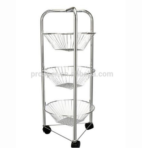 High Quality 3/4 Tier Kitchen Trolley Round <strong>Vegetable</strong> Fruit Cart Trolley Storage Rack <strong>Basket</strong> <strong>Stand</strong> - Product Image 1