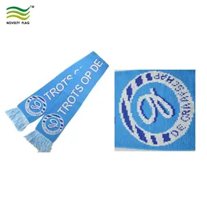 Custom Sjaal Cadeau 100% Acryl Gebreide Jacquard Fan Sjaal Nationale Vlag Bandana Voor Voetbal Voetbalteam