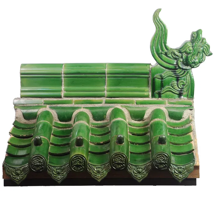 China verde tradicional de techo de teja de arcilla chino templo pagoda