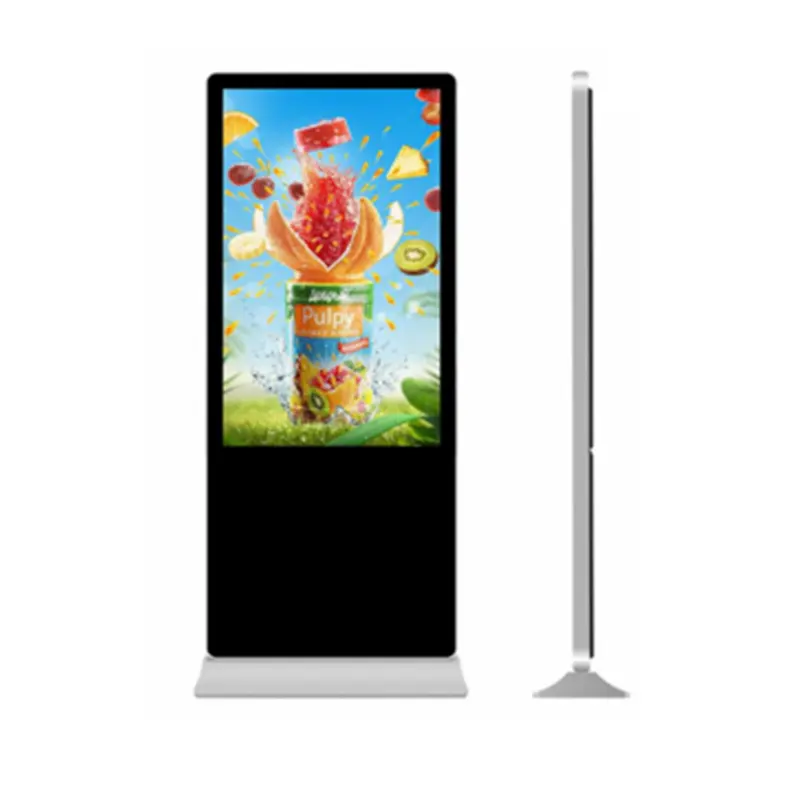 55 inch iklan luar ruang lantai berdiri player/lcd signage digital dengan kecerahan tinggi 1500cd/m2