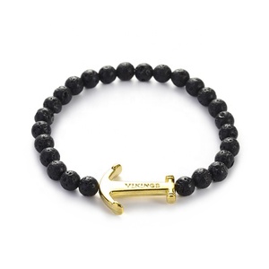 2019 personalizado hecho a mano <span class=keywords><strong>de</strong></span> piedras preciosas <span class=keywords><strong>de</strong></span> Lava, Ojo <span class=keywords><strong>de</strong></span> Tigre, Lapis mate ónix negro Viking joyería ancla pulsera del encanto <span class=keywords><strong>de</strong></span> los hombres - Product Image 5