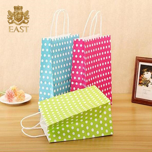 <strong>Cheap</strong> Festival Gift Packaging Polka Dot Pink <strong>Paper</strong> <strong>Bag</strong> With Rope Handle - Product Image 4